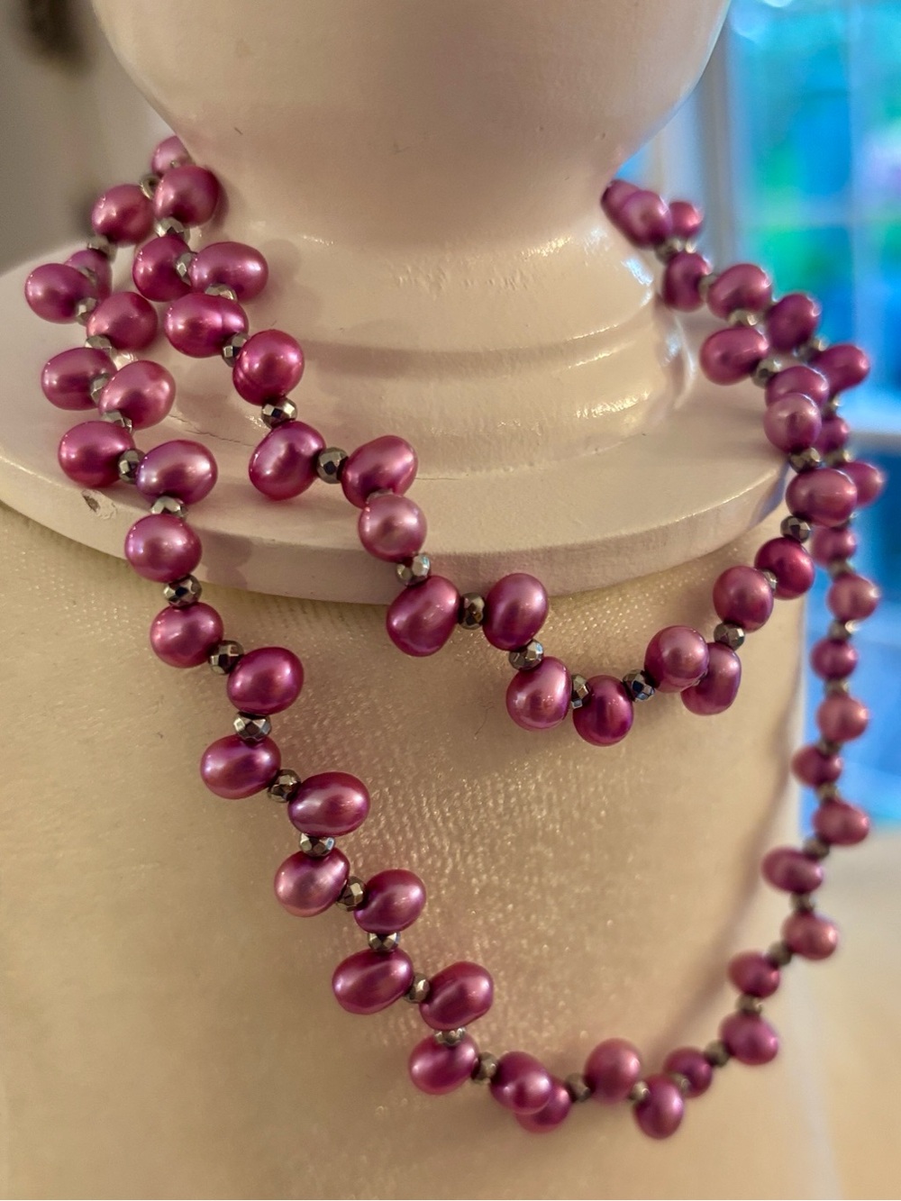Artisan Created Vintage Dyed Purple Freshwater Pearl Necklace - Women Jewelry